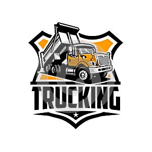 Trucking company emblem logo vector isolated