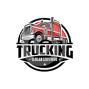 Trucking company emblem logo vector isolated. Ready made logo template set. Best for trucking and freight related industry