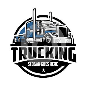 Trucking company logo, 18 wheeler circle emblem logo