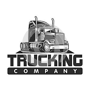 Trucking company logo black and white vector illustration