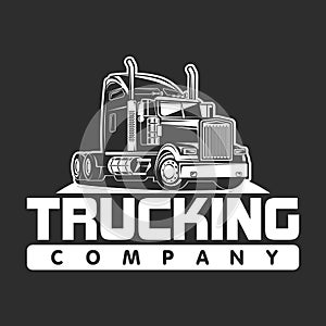 Trucking company logo black and white vector illustration photo