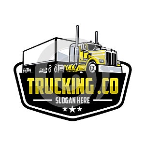 Trucking company logo. Bold badge emblem logo concept photo