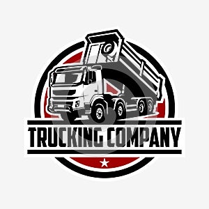 Trucking Company Logo. Dump Truck, Tipper Truck Sihouette Vector Black and White Isolated