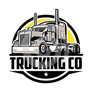 Trucking Company Logo. Premium Circle Badge Emblem Logo photo