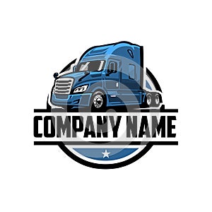 Trucking company ready made logo template emblem set. Semi truck 18 wheeler freight badge logo vector isolated. Perfect logo for t