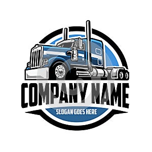Trucking company ready made logo. 18 wheeler semi truck logo vector related industry photo
