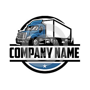Trucking company ready made logo. 18 wheeler semi truck logo vector photo