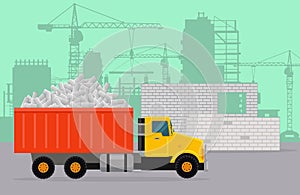 Trucking on Construction Flat Vector Concept