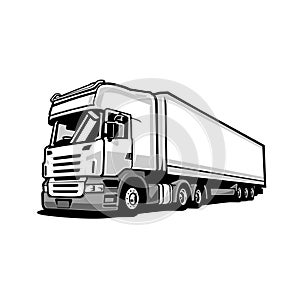 Trucking freight 18 wheeler container truck vector illustration isolated in white background