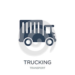 trucking icon in trendy design style. trucking icon isolated on white background. trucking vector icon simple and modern flat