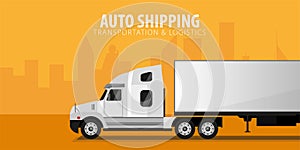 Trucking Industry banner, Logistic and delivery. Semi truck. Vector Illustration.