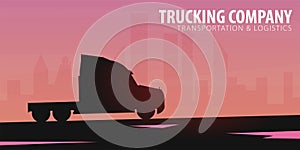 Trucking Industry banner, Logistic and delivery. Semi truck. Vector Illustration.