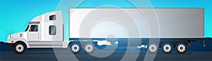 Trucking Industry banner, Logistic and delivery. Semi truck. Vector Illustration.