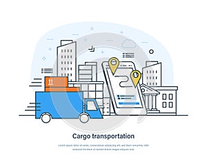 Trucking industry cargo transportation, shipping and delivery service
