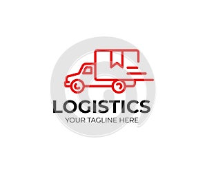 Trucking logo template. Fast delivery vector design