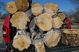 Truckload of firewood ready to split
