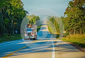 A Truckload of Lumber enroute to Mill Michigan UP Road