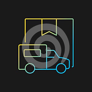 Truckload shipping client service gradient vector icon for dark theme