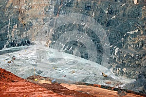 Trucks in bottom Super Pit gold mine Australia