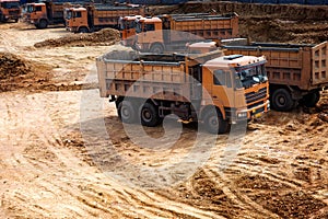 Trucks at construction site