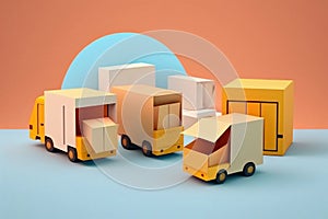 Trucks for the delivery of goods. Delivery service and transport logistics. cartoon-style AI Generation