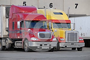 Trucks at fruit warehouse