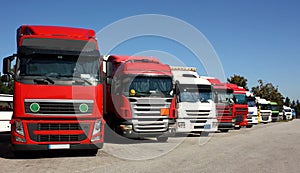 Trucks on a highway parking place