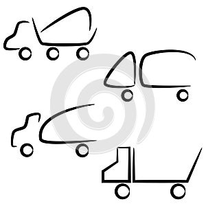 Trucks icons set.