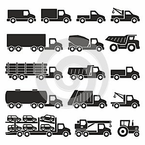 Trucks icons set