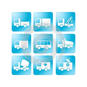 Trucks icons set. Vector silhouettes of vehicles