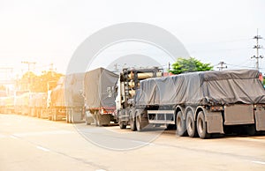 Trucks Logistic by Cargo truck Import Export business and Industrial on the road