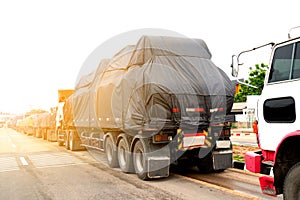 Trucks Logistic by Cargo truck Import Export business and Industrial on the road