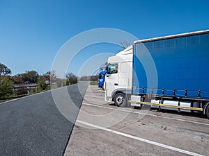 Trucks on motorway rest stop