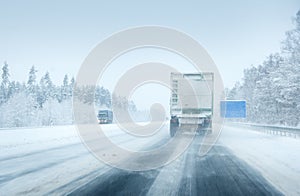 Trucks moving on a motorway