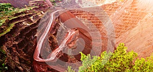 Trucks at open-cast mine in Kryvyi Rih, Ukraine