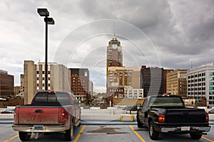 Trucks on parking lot