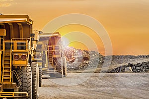 Trucks riding into a platinum mining site in South Africa