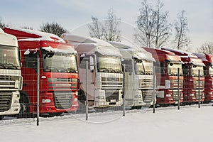 Trucks in a row