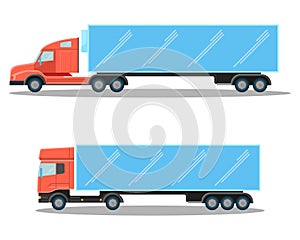 Trucks with small cubic and spacious oblong shapes of cabins