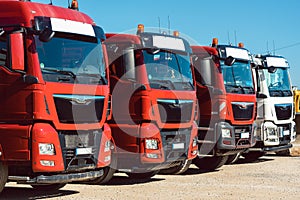 Trucks on premises of freight forwarding company photo