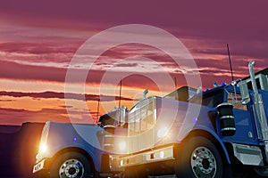 Trucks in Sunset photo