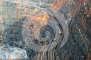 Trucks in Super Pit gold mine Australia