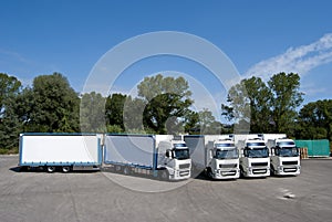 Trucks and tanker