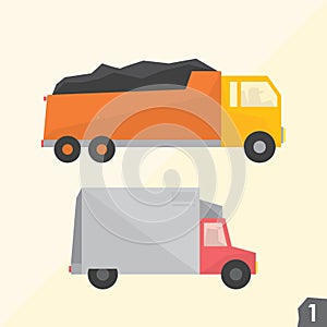 Trucks. Transportation vector set 1