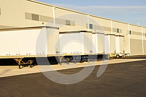 Trucks at unloading dock