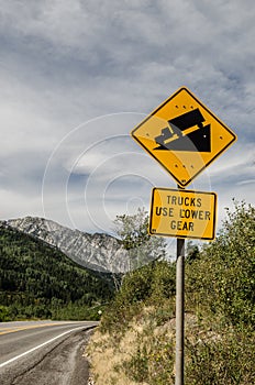 Trucks Use Lower Gear Sign