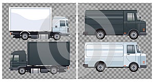 Trucks and vans black and white colors branding mockup