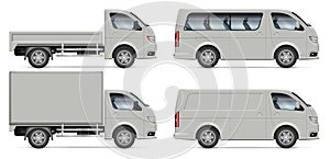 Trucks and vans vector illustration on white background photo