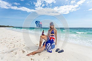 True Blue Fair Dinkum Australian girl laid back on the beach