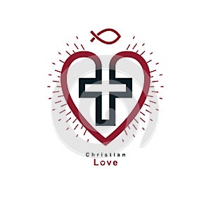 True Christian Love and Belief in God, vector creative symbol de